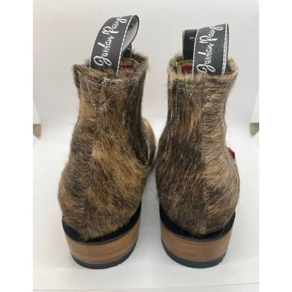 New Jordan Page Women's Western Ankle Boots Size 9.5 Hair-on-Hide Square Toe